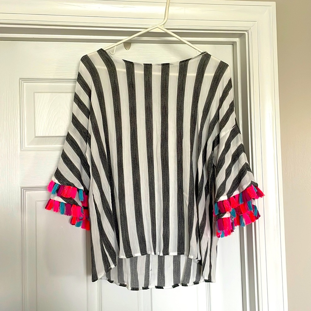 Womens dressy tassel sleeve top